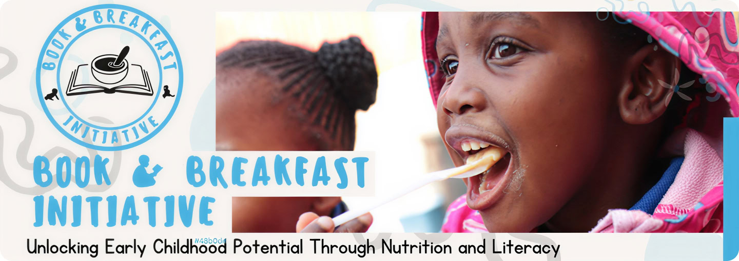 Book and Breakfast Initiative: Empowering early childhood through nutrition and literacy, featuring a child eating.
